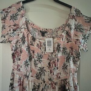 Torrid Pink and White Floral Smocked Dress